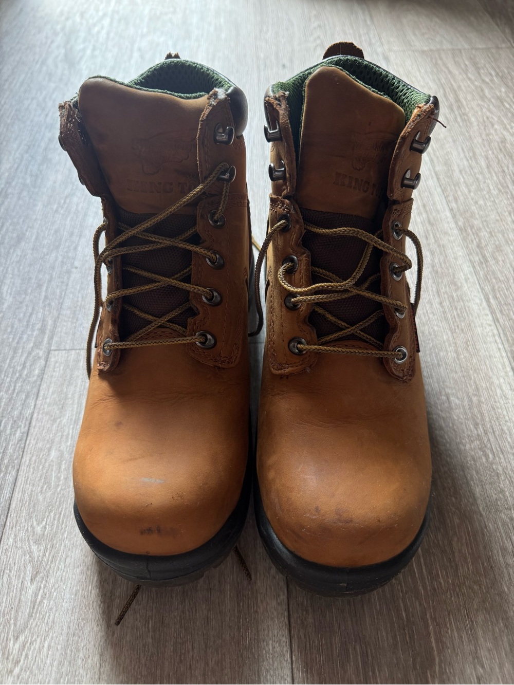 Red Wing Shoes Brown Leather Boots with Green Mesh Lining
